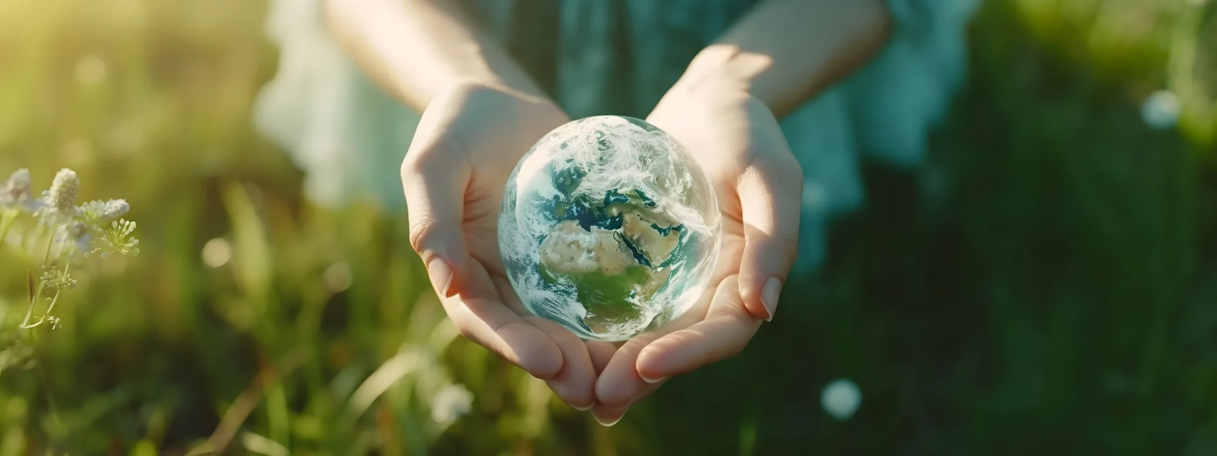 Frau hält die Erde in der Hand, rettet den Planeten, Tag der Erde, nachhaltiges Leben, ökologische Umwelt